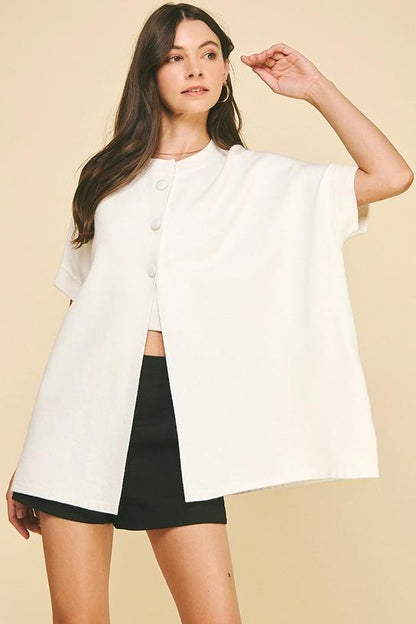 OPEN FRONT BUTTON DOWN SWEATER