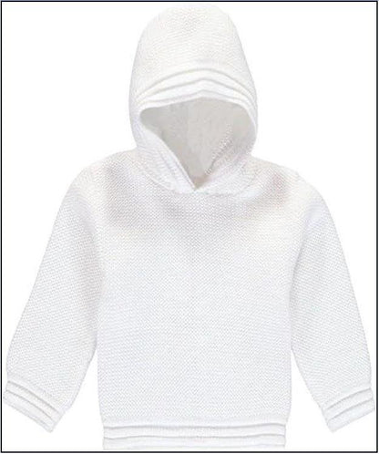 Monogrammed Knit Hooded Zip Back Sweater