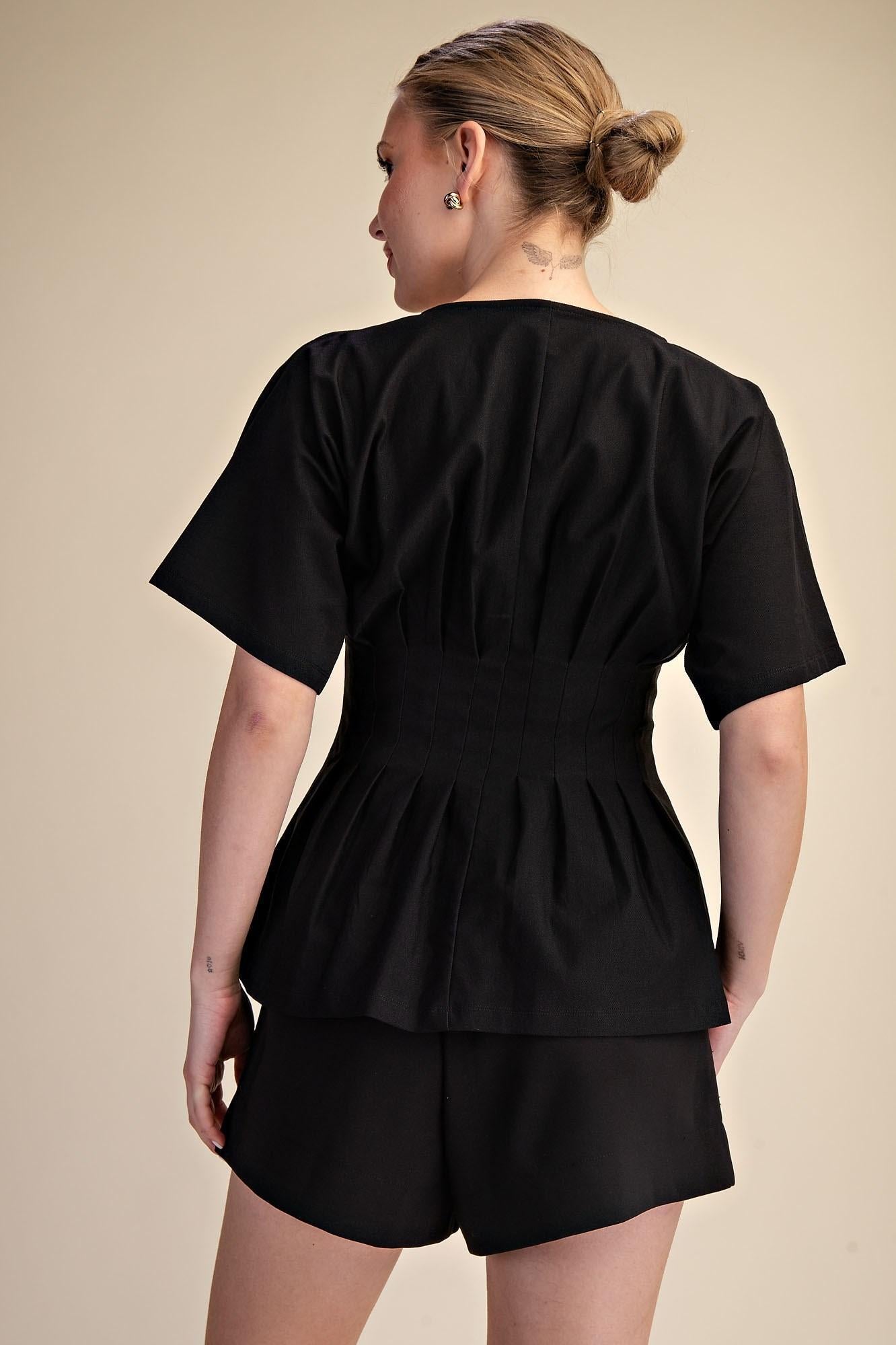 Pleated Peplum Top