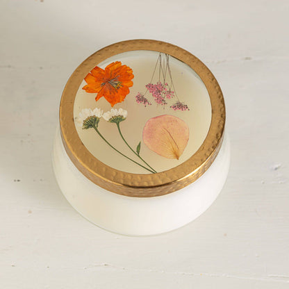Apricot Rose Signature Pressed Floral Candle