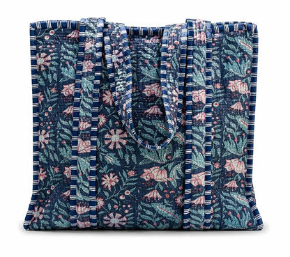 Quilted Zip-Close Tote Bag
