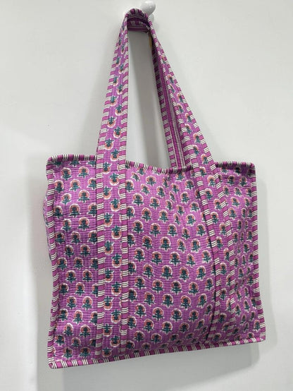 Quilted Zip-Close Tote Bag