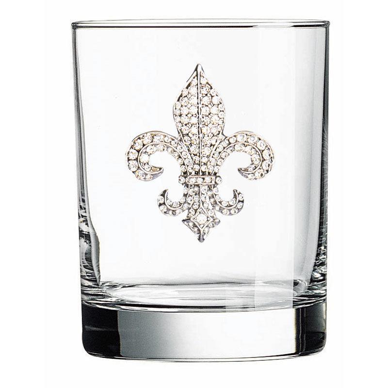 Diamond Fleur de Lis Jeweled Glass