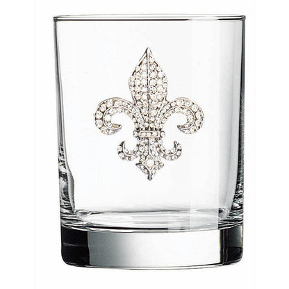 Diamond Fleur de Lis Jeweled Glass