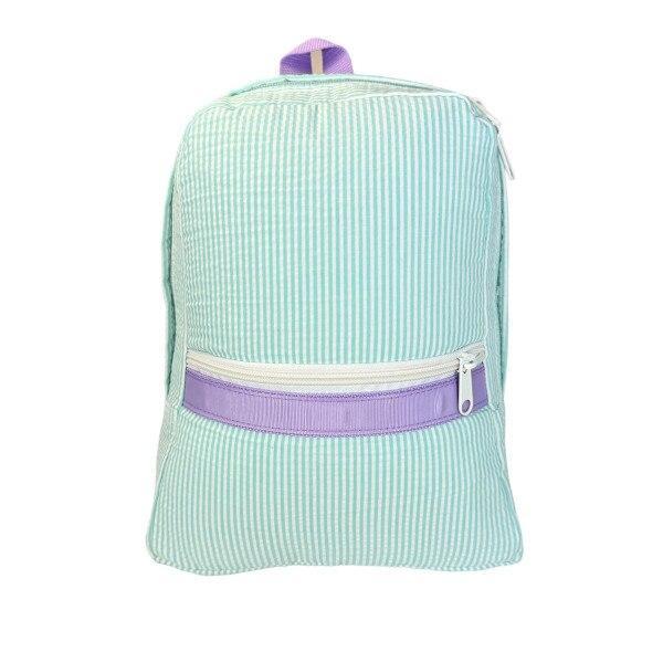 Seersucker Small Backpack with Monogram