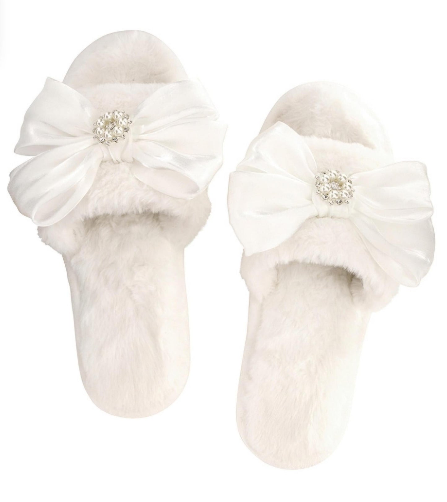 Plush Bow Slippers