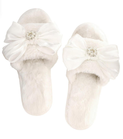 Plush Bow Slippers