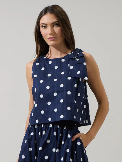 Caryn Polka Dot Sleeveless Top
