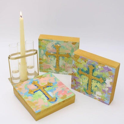 Handpainted Cross 6" Block
