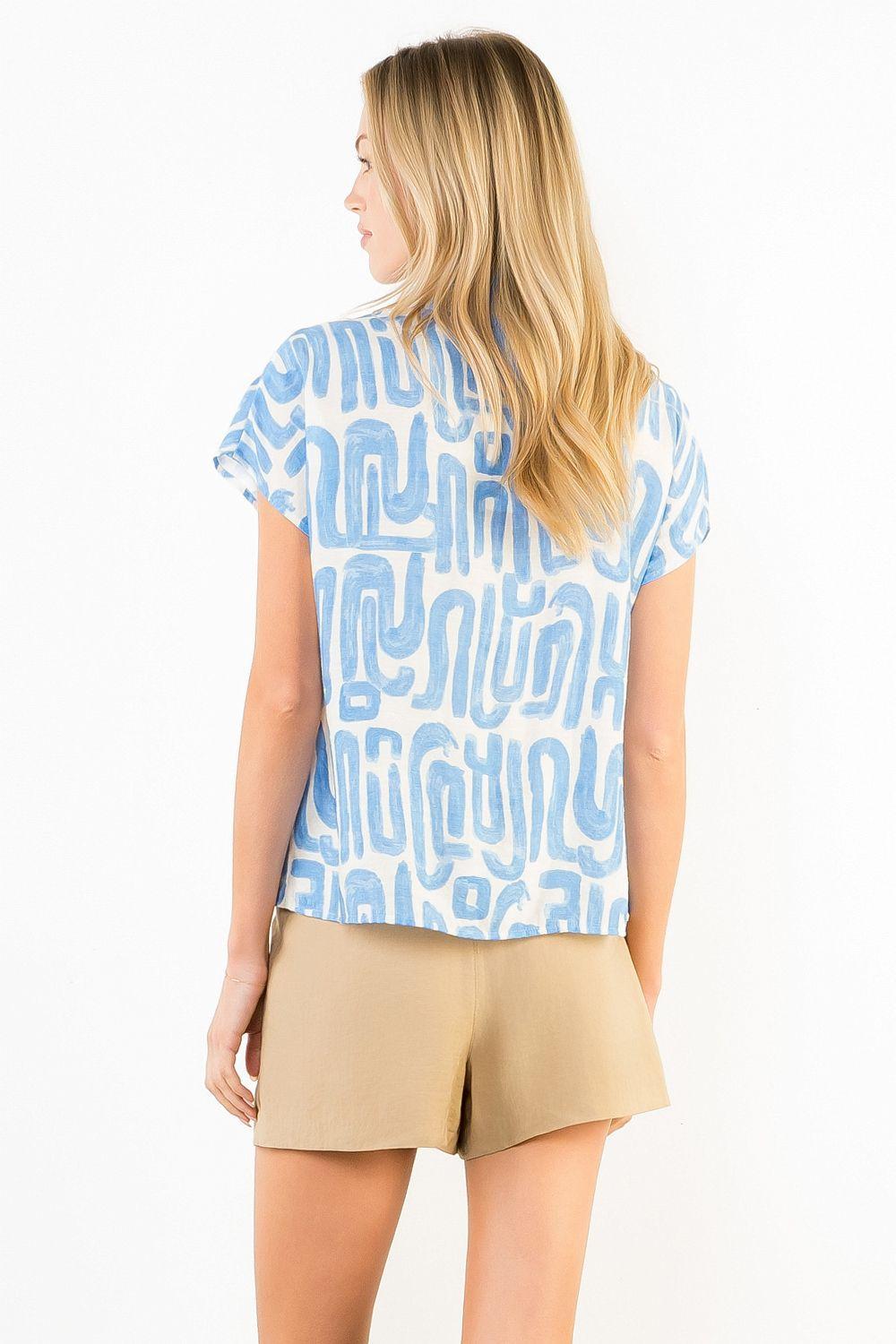 Flower and Cheetah Embroidered Top