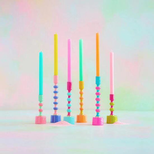 Rainbow Stripe Enamel Candle Holders