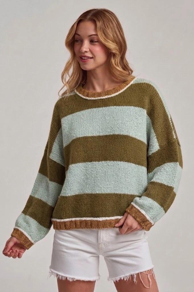 Wide Stripe Everyday Casual Cozy Sweater Top