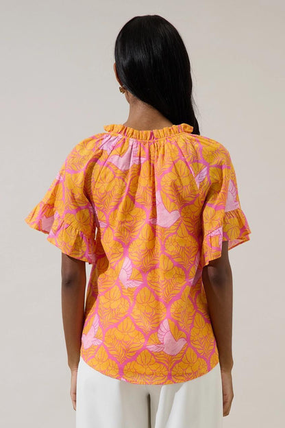 Jaidy Floral Erie Split Neck Top