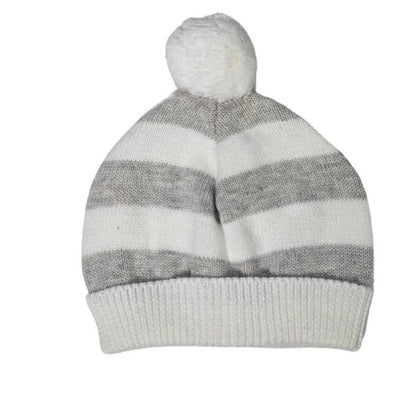 Cotton Striped Hat with Pompom