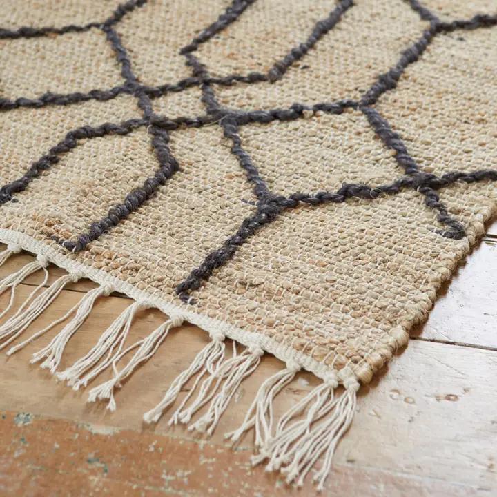 Jute and Cotton Diamond Embroidered Rug