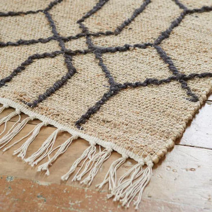 Jute and Cotton Diamond Embroidered Rug