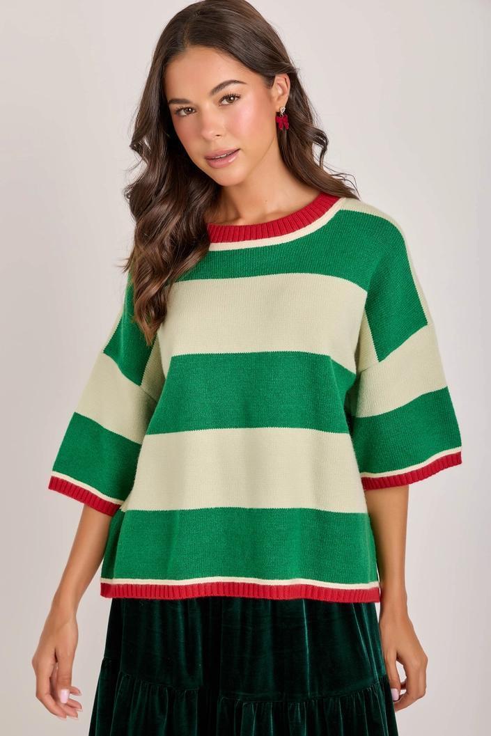 Wide Stripe Loose Fit Sweater Top