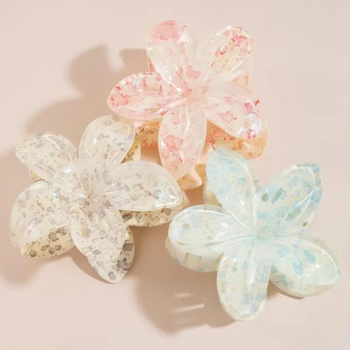 Paint Splatter Flower Claw Clip