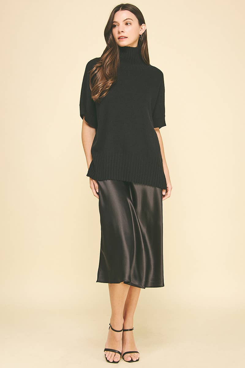 TURTLE NECK SHORT SLEEVE SWEATER