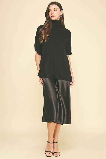 TURTLE NECK SHORT SLEEVE SWEATER