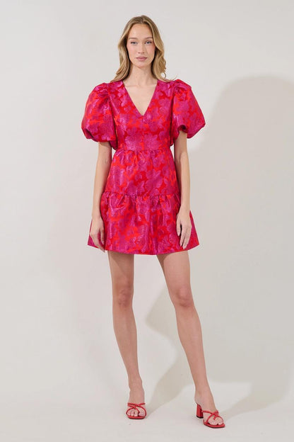 May Tiered Mini Dress Duson Jacquard