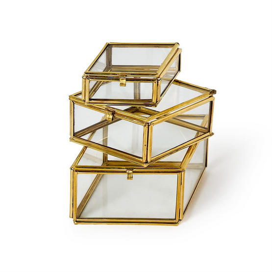 Brass & Glass Trinket Boxes