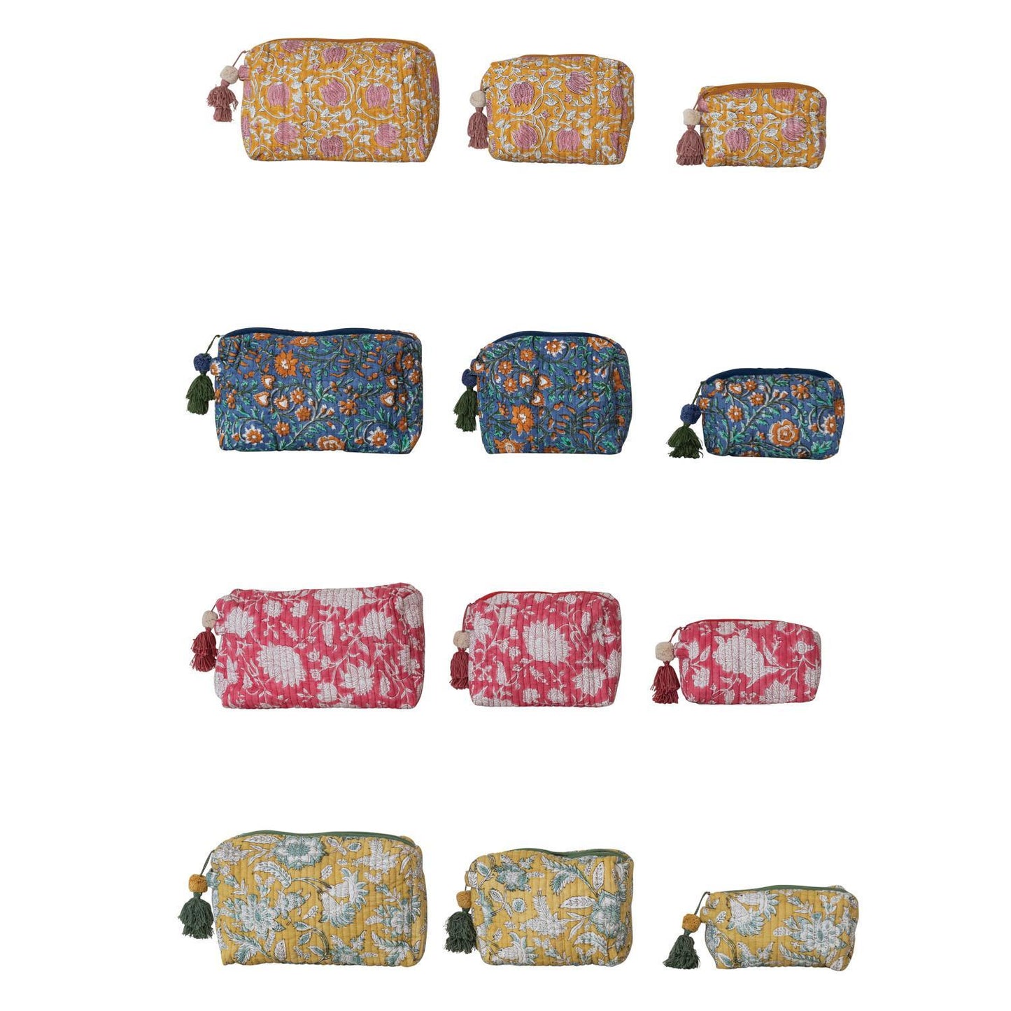 Monogramed Quilted Block Print Makeup Bag