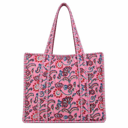 Quilted Zip-Close Tote Bag
