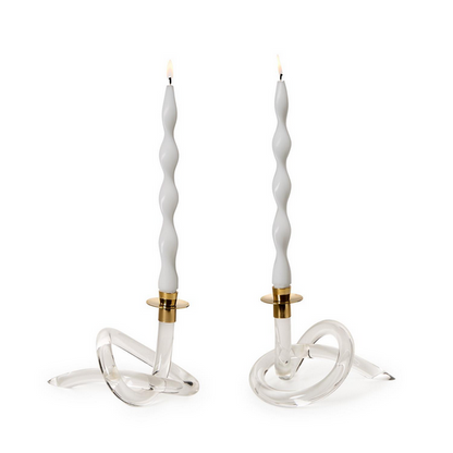 Classique Acrylic Knot Candle Holder with Golden Metal Top