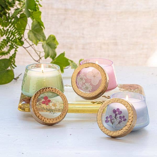 Luna Flower Petite Watercolor Pressed Floral Candle