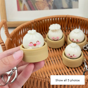 Steamed Bun Fidget Keychain Stress Relief Toy