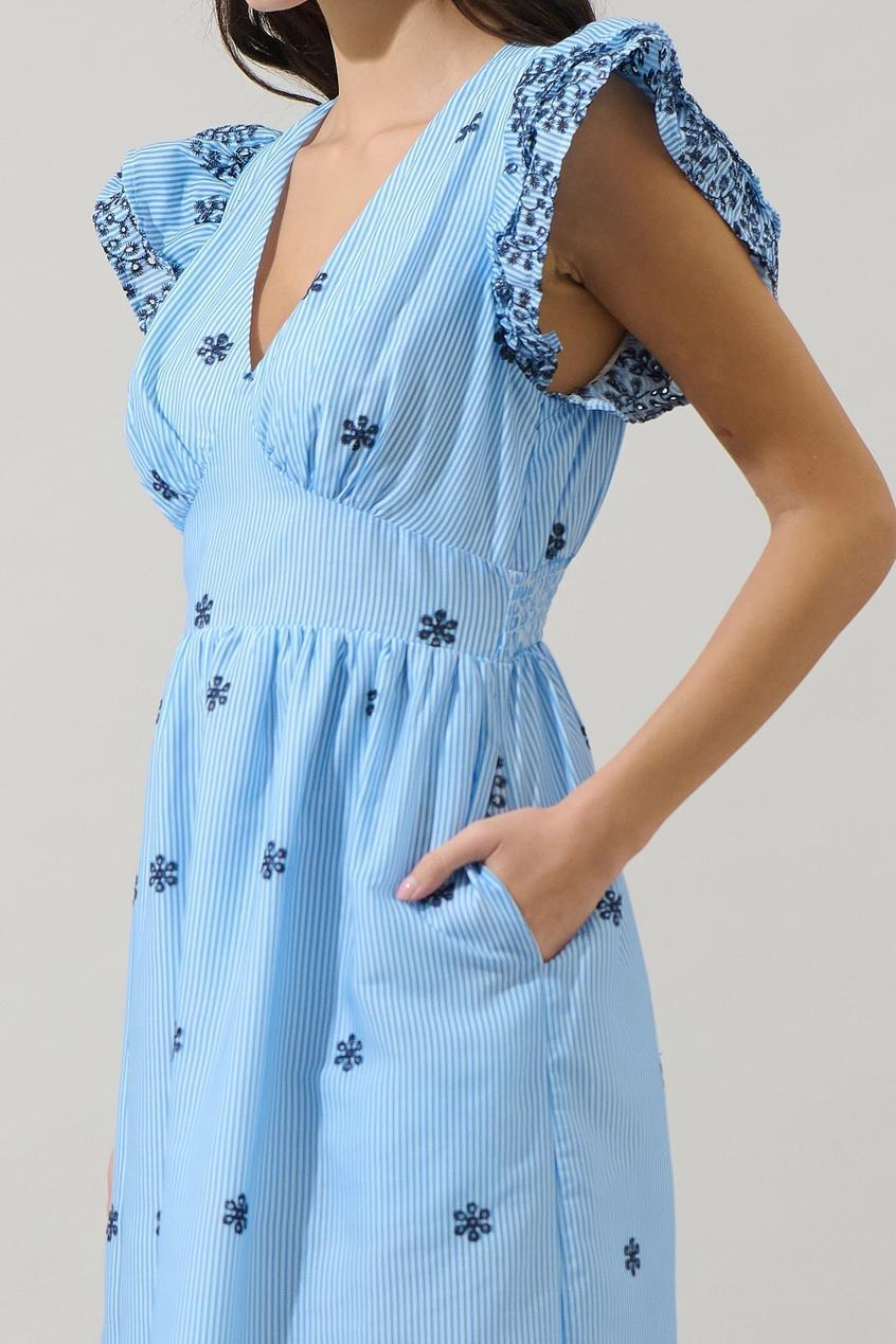 Joliet Stripe Eyelet Zayla Midi Dress