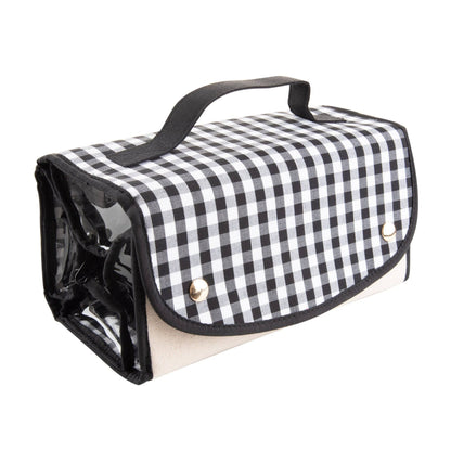 Gingham Roll Up Cosmetic Bag with Monogram