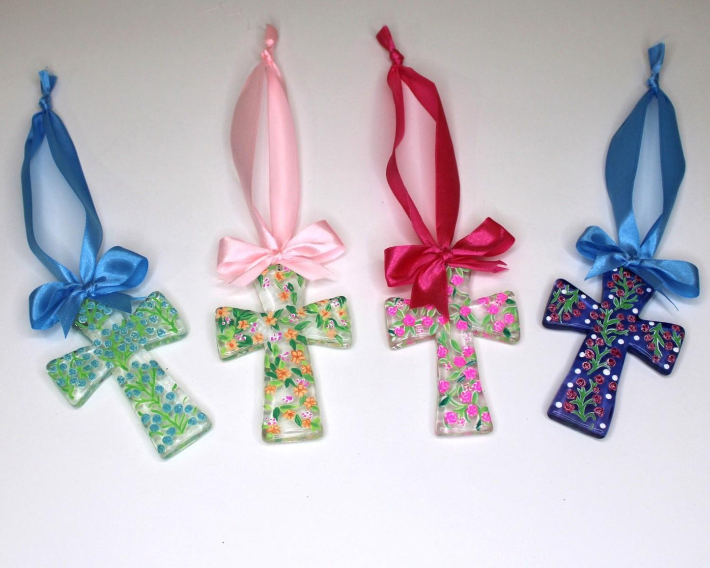 Handpainted Glass Cross Ornament