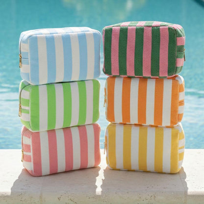 Striped Terry Cosmetic Bag w/ Monogram