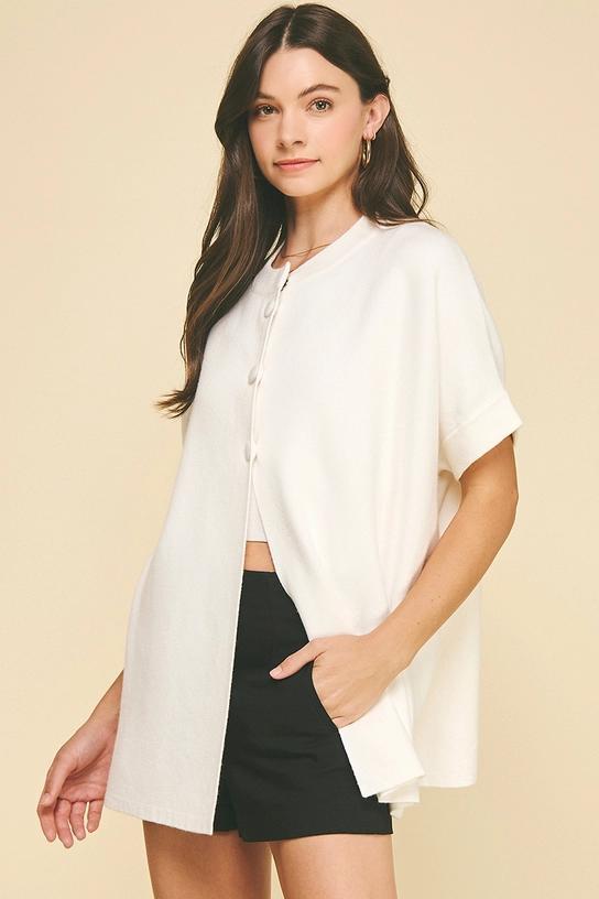 OPEN FRONT BUTTON DOWN SWEATER