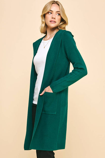 OPEN KNIT CARDIGAN - HOODED