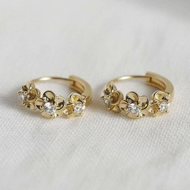 Flower Huggie Hoop Earrings
