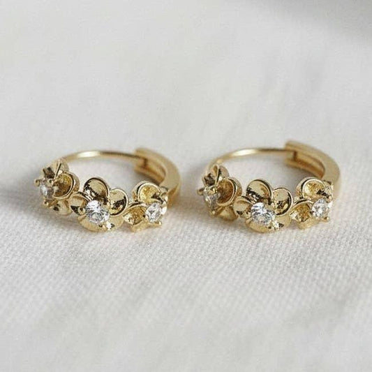 Flower Huggie Hoop Earrings