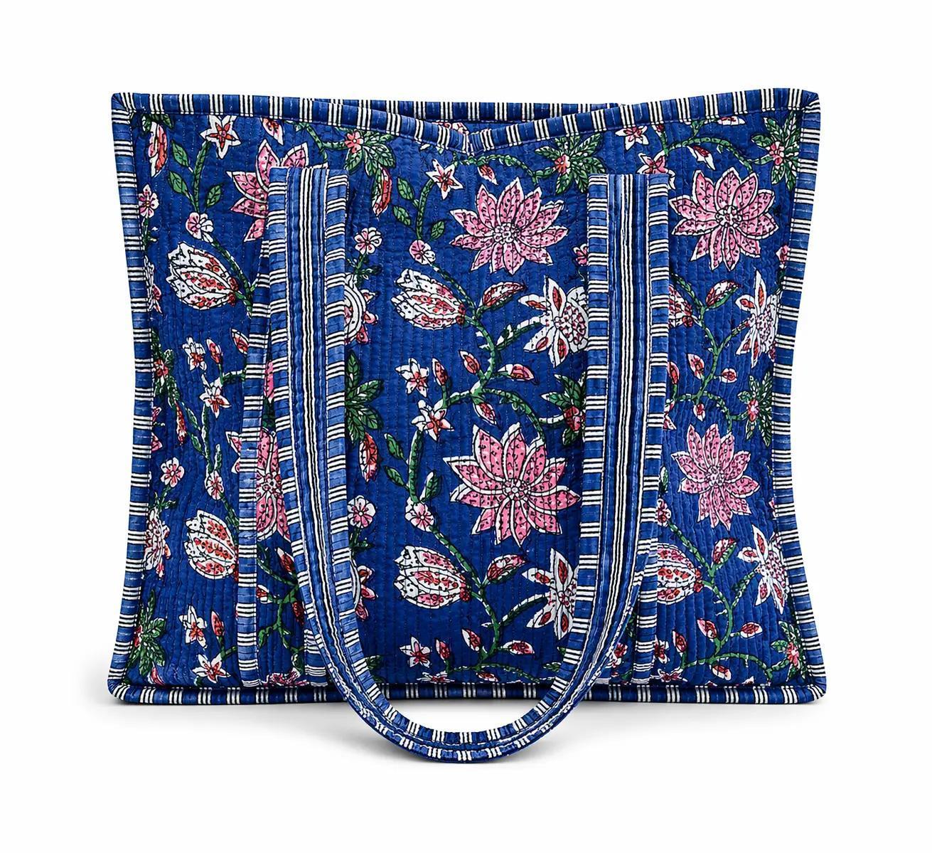 Quilted Zip-Close Tote Bag