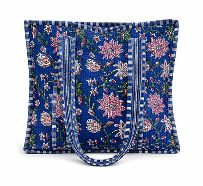 Quilted Zip-Close Tote Bag