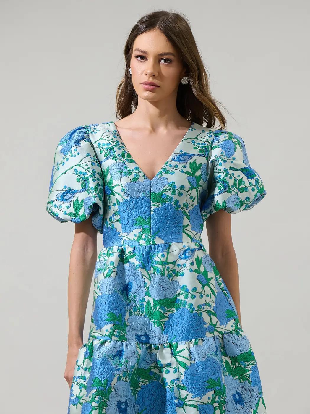 Willa Floral May Jacquard Tiered Mini Dress