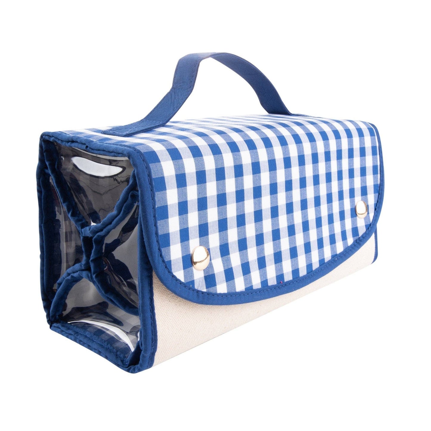 Gingham Roll Up Cosmetic Bag with Monogram