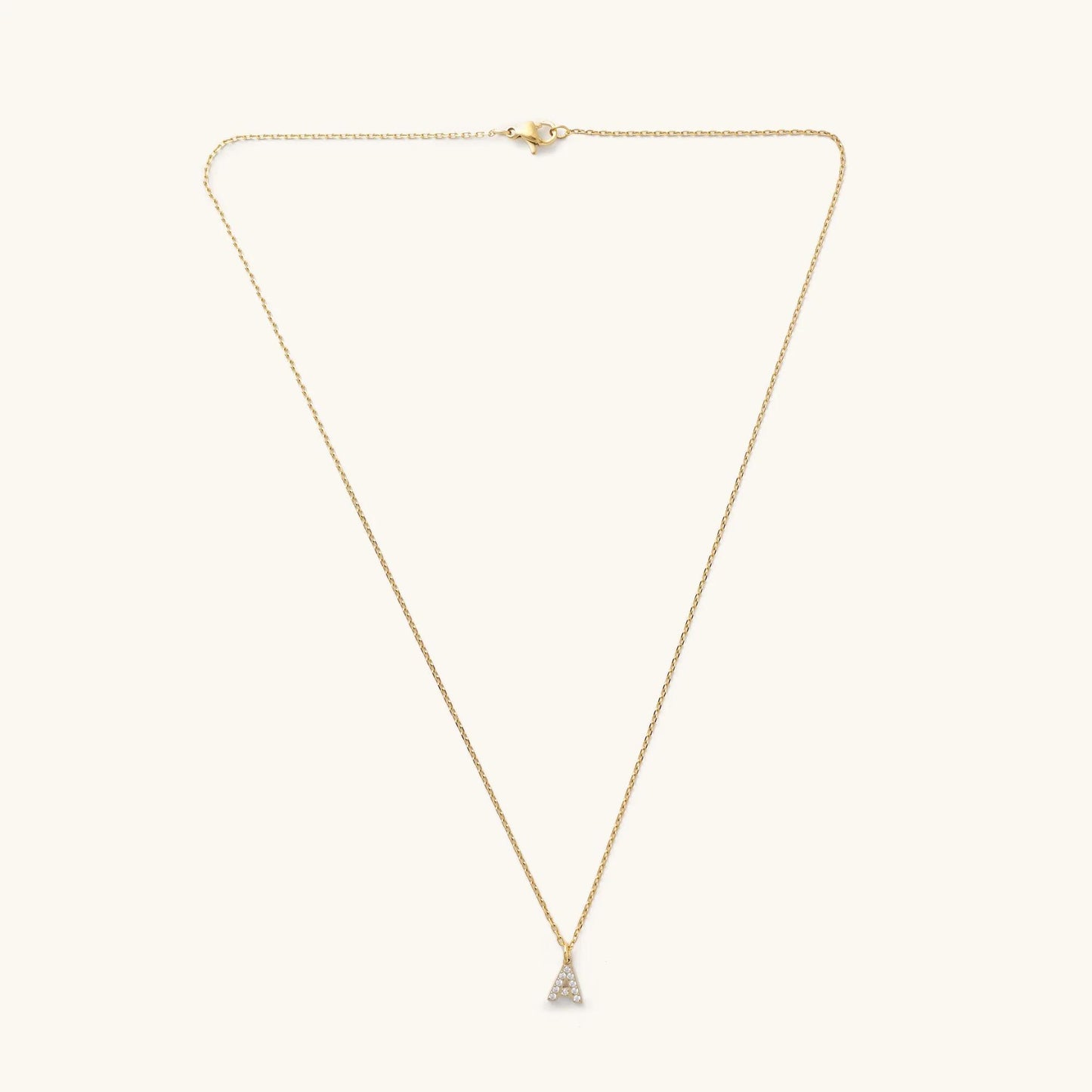 Mini Crystal Initial Charm Necklace- Waterproof