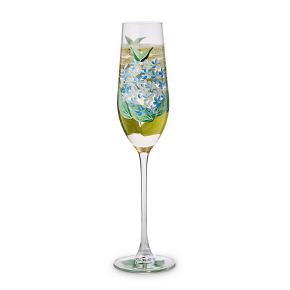 Hydrangea Hand-Painted Glassware