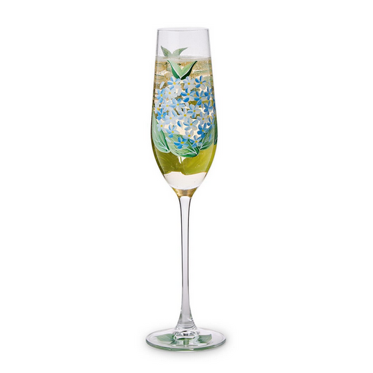Hydrangea Hand-Painted Glassware