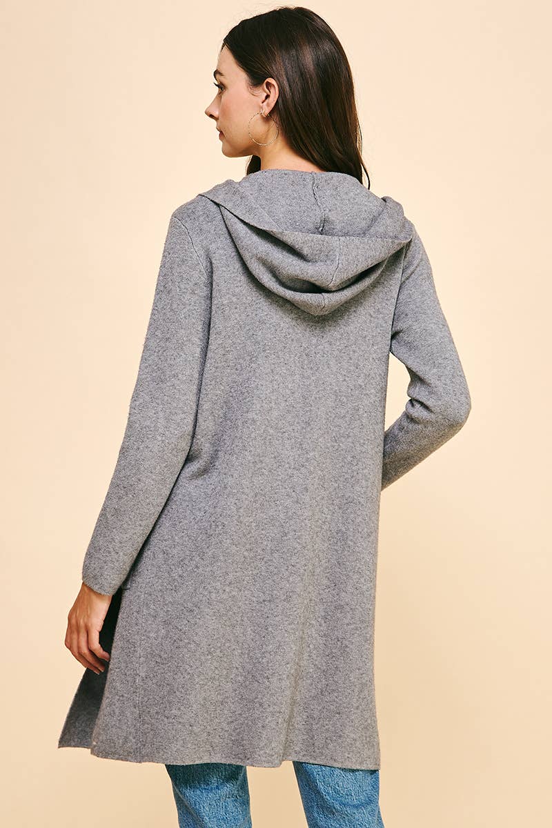 OPEN KNIT CARDIGAN - HOODED