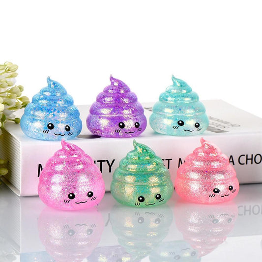Maltose Glitter smiley Poop Squeeze Toy