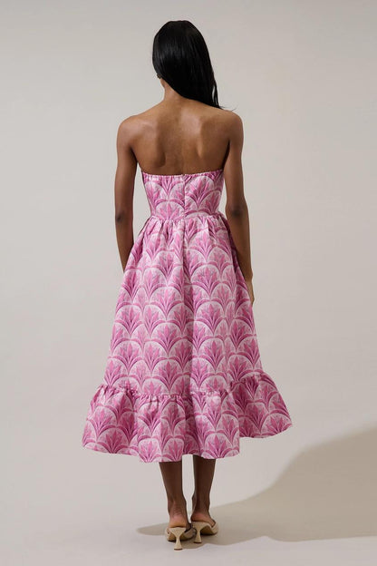 Aurra Jacquard Strapless Midi Dress