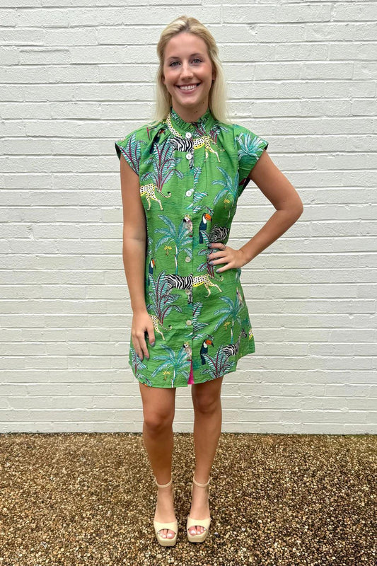 Short Sleeve Animal Print Dress